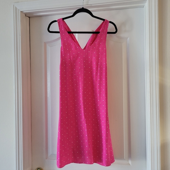 LOFT Ann Taylor Pink Dotted Criss Cross Back Swing Dress Size XS NWOT Slip Mini - Picture 4 of 10